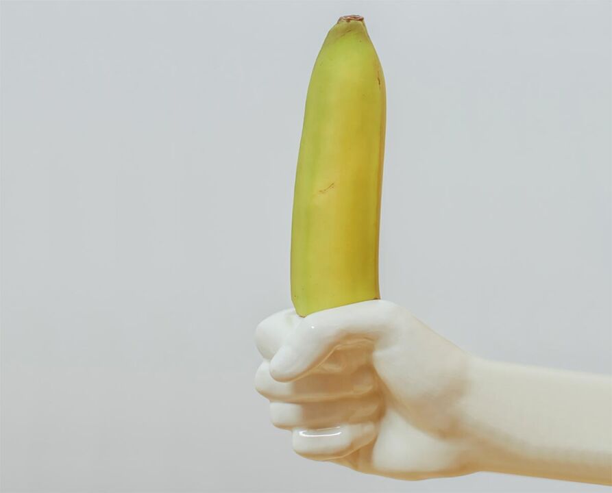 Banane symbolisiert vergrößerten Penis